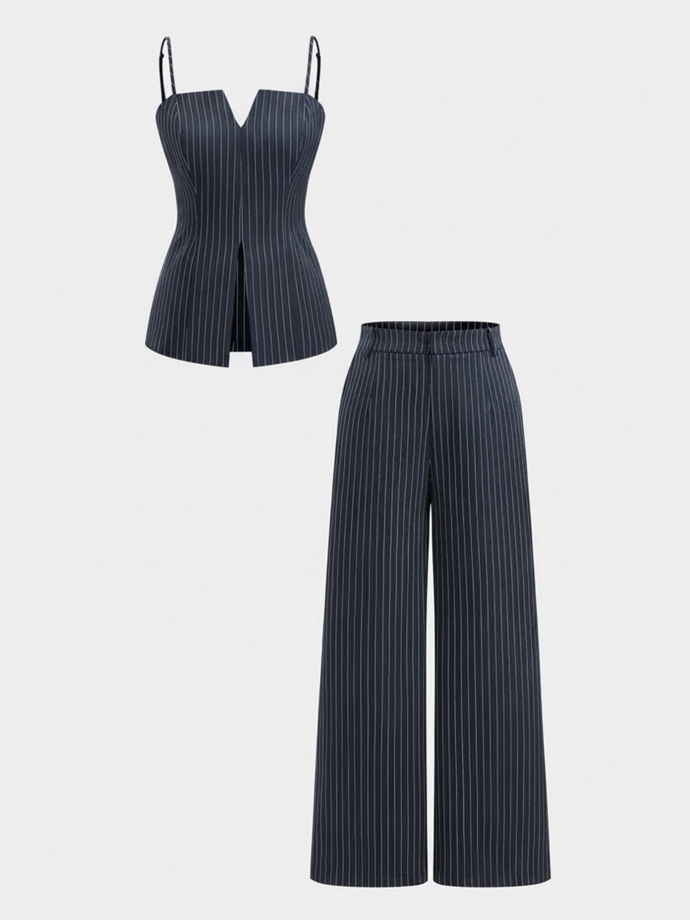 Commense Pinstripe Cami Top & Wide Leg Pants Set